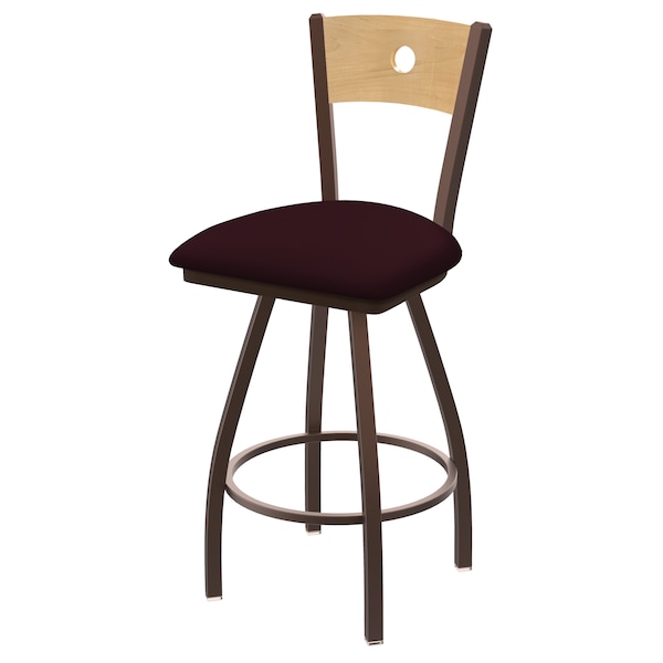 36" Swivel Counter Stool, Black Wrinkle, Nat Back, Canter Bordeaux Seat